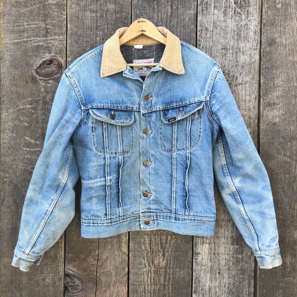 Vintage 60s-70s Lee Storm Rider Blanket Lined Denim Trucker Rancher Jacket S-M - Picture 2 of 10